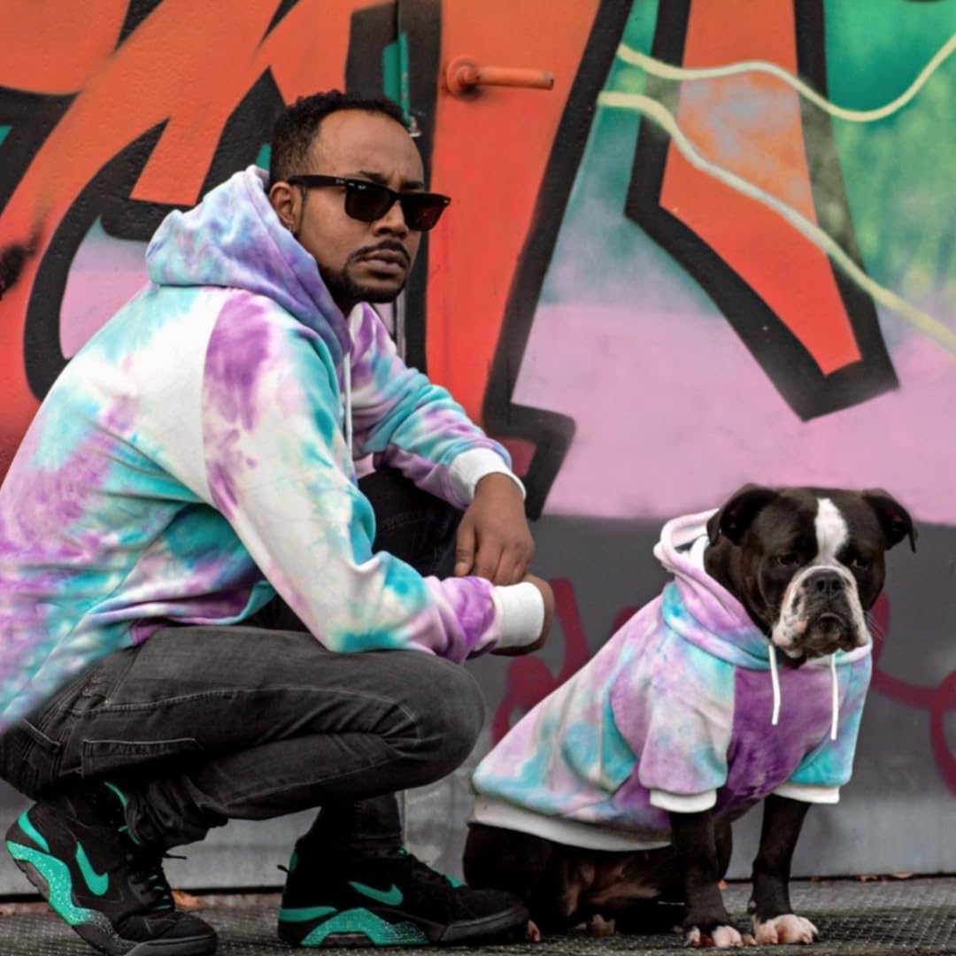 Spark Paws Dog Hoodie – Premium Dog Sweater for Small, Medium, and Large Dogs | Warm Outfits for French Bulldogs, Pitbull, Puppy, Winter Jacket Alternative - 90s Retro Sky Dye - 3XL - Image 5
