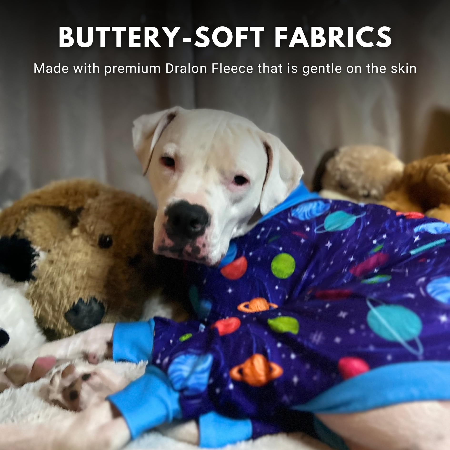 Spark Paws Dog Pajama, Dog Recovery Suit Male, Onesie, Ultra-Soft and 4-Way Stretch, for Small Medium and Large Breeds - Planets - XL - Image 5
