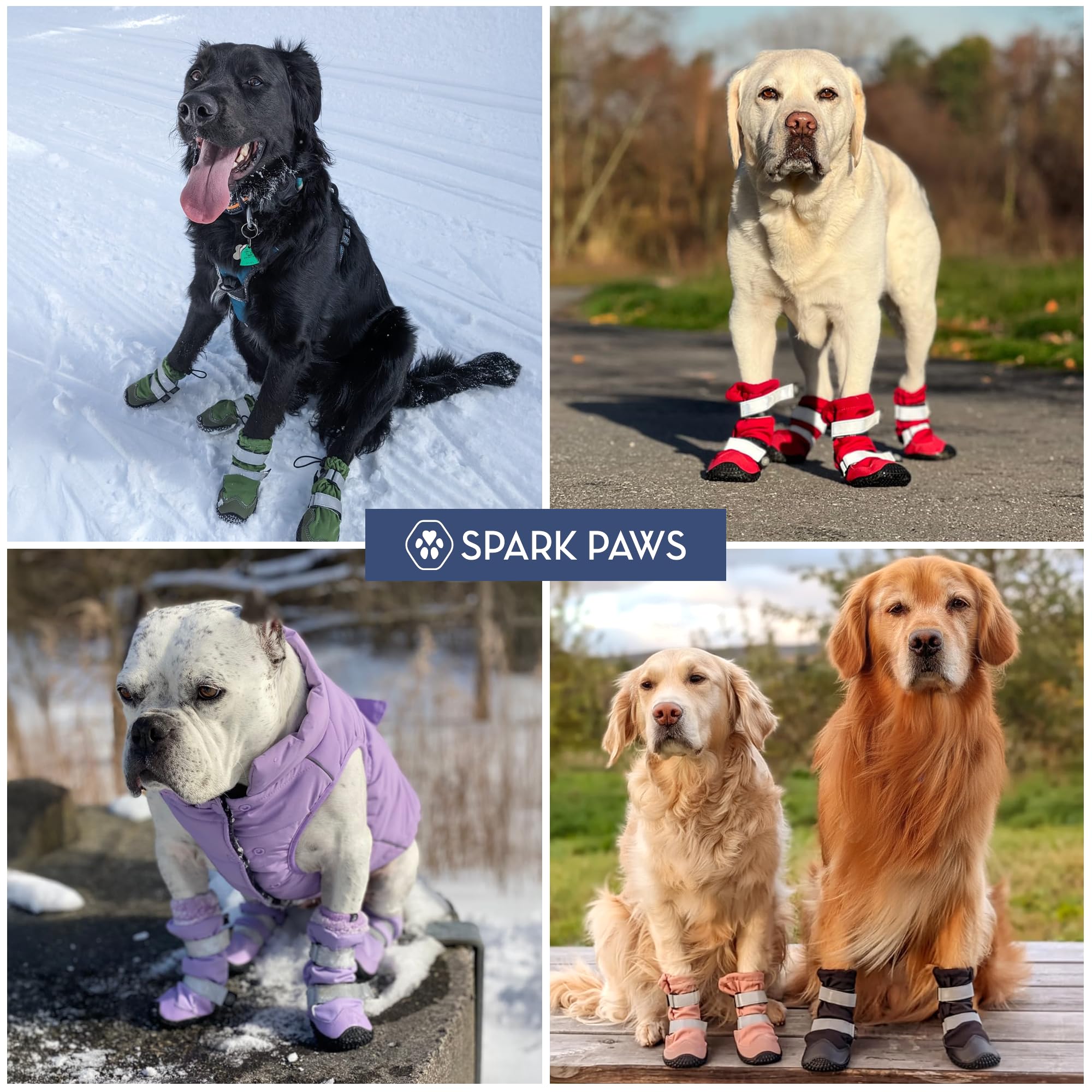 Spark Paws Dog Rainboots, Waterproof Dog Shoes for Medium to Large Dogs, Non Slip, Dog Booties and Paw Protectors - 4PCS Doggie Hiking Boots with Reflective Straps - Black - Size 7 - Image 6